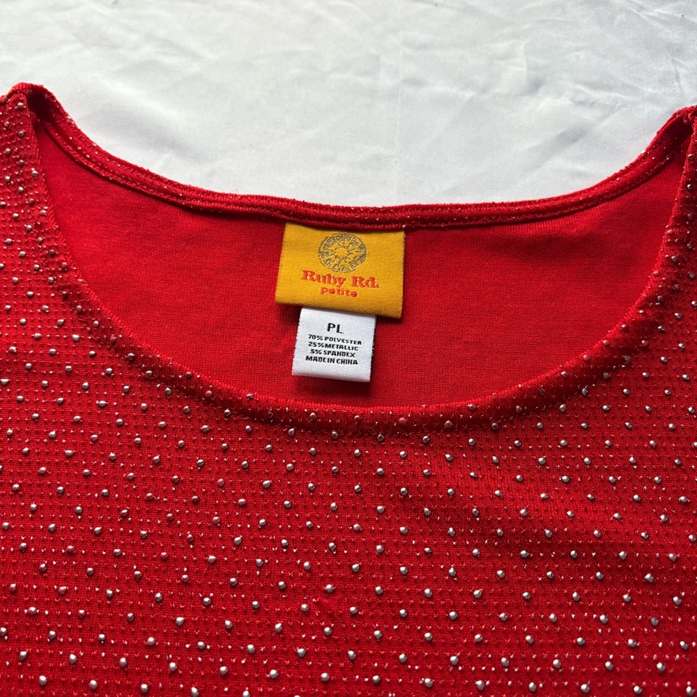 Ruby Rd. Red Cold Shoulder Blouse - Picture 2 of 7